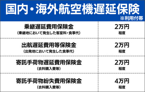 国内・海外航空機遅延保険（利用付帯）